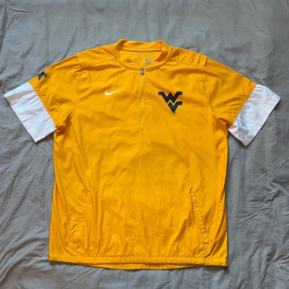 NIKE WVU Mountaineers Jacket Mens Size XL Yellow Half Zip Windbreaker College - Picture 16 of 16